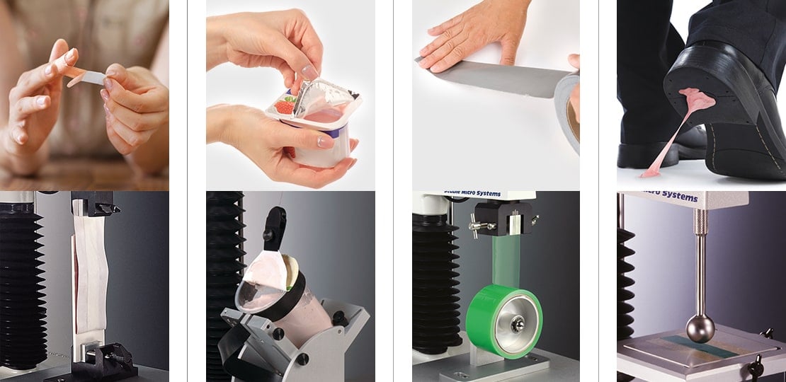 Examples of adhesion tests using various attachments and probes