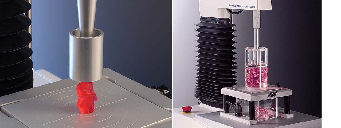Typical compression and extrusion tests on a Texture Analyser
