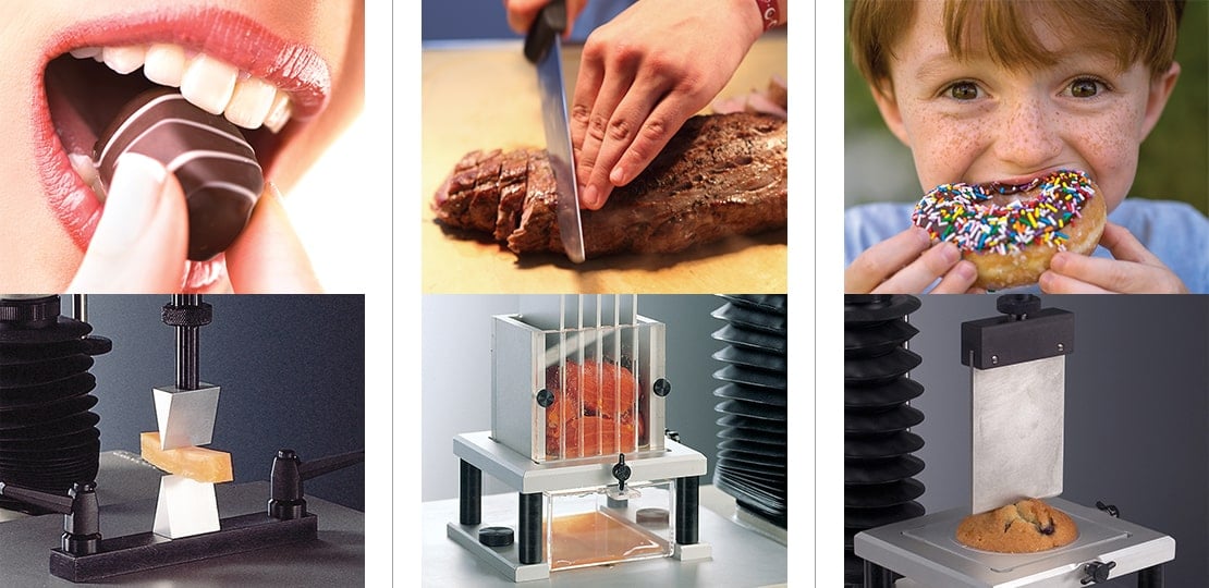 Examples of cutting/shearing tests using various attachments and probes