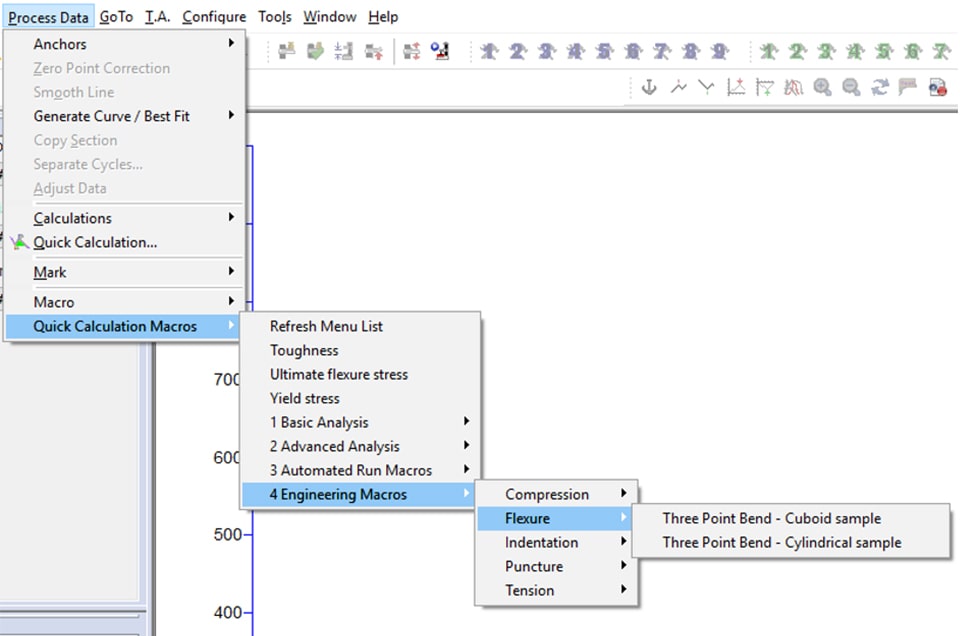 Illustration of user choosing test type in Exponent Software 