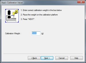 Calibration weight window