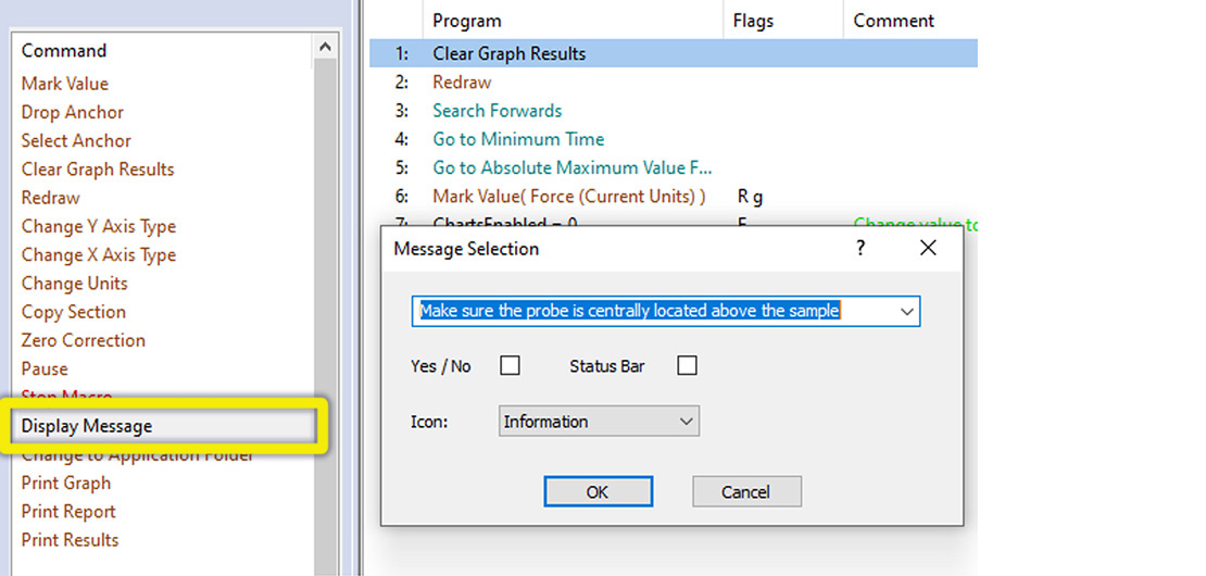 Message selection window