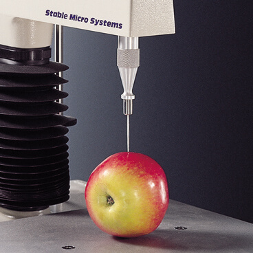 Needle probe penetration test on apple