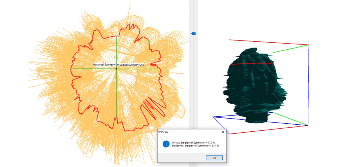 Typical scan of a mannequin head in Volscan Profiler Software