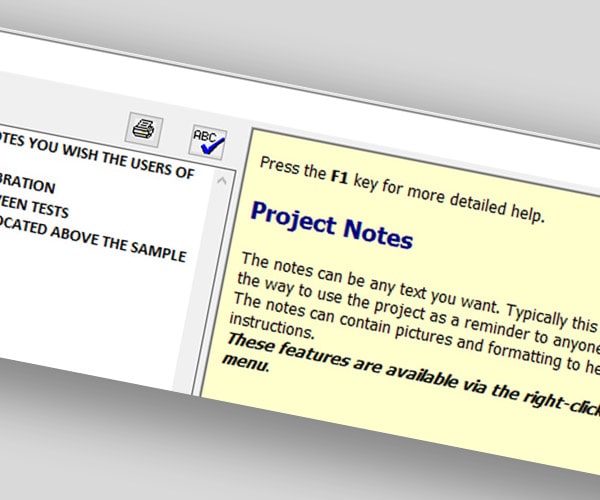 Project notes screen