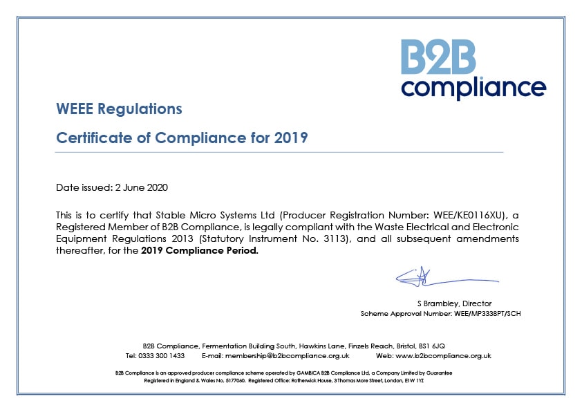 B2B Compliance WEEE Certificate